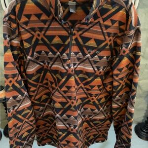 Eddie Bauer Men's Zip-Up Sweater - Orange and Black